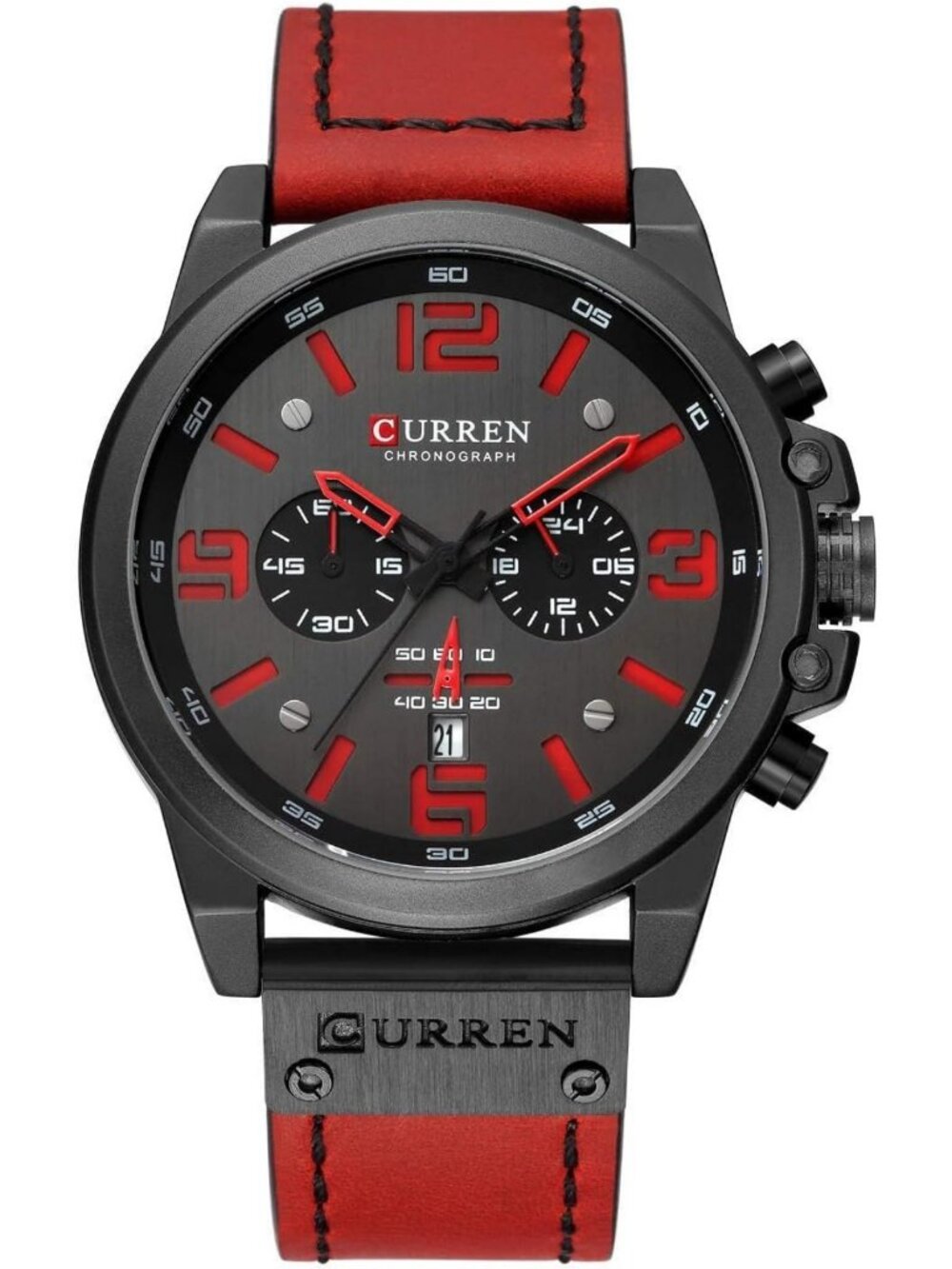 Stylish Men's Classic Analog Quartz Chronograph Watch with Leather Band
